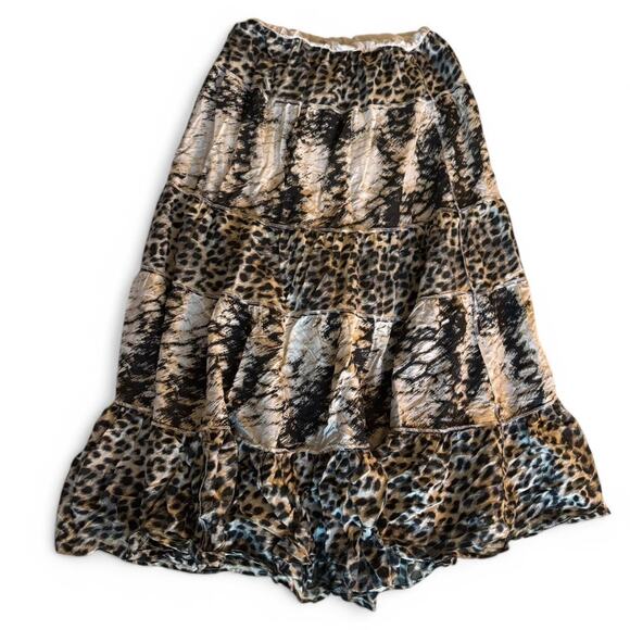 Leopard Print Ruffled Tiered Midi Skirt - Picture 4 of 4
